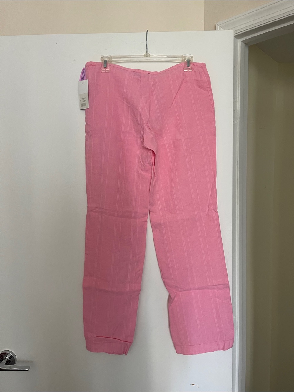 Pink Drawstring Linen Pants - Picture 7 of 11